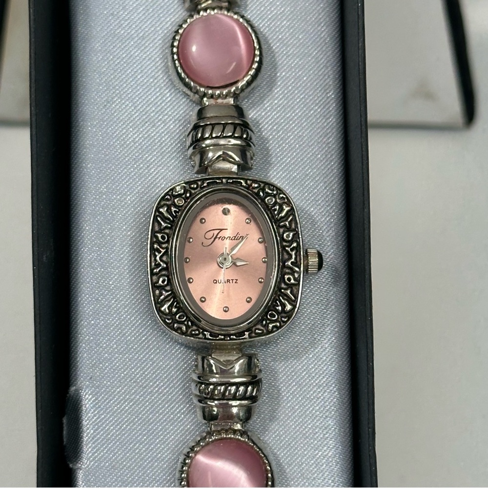 QUARTZ FONDINI Stainless Steel back Swiss Parts Pink Silver Watch - Picture 5 of 11